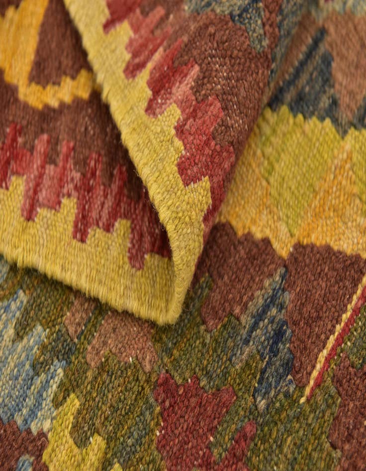 Detail image of  3' 2 x 5'  Hand Woven Kilim Maymana Wool Rug