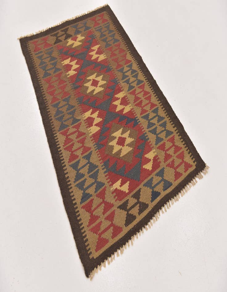 Detail image of  3' 2 x 4' 10  Hand Woven Kilim Maymana Wool Rug