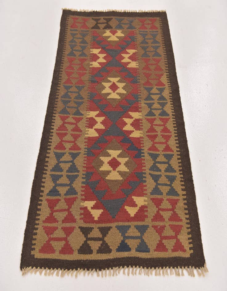 Detail image of  3' 2 x 4' 10  Hand Woven Kilim Maymana Wool Rug