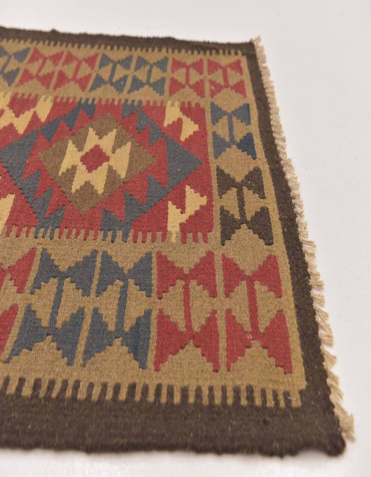 Detail image of  3' 2 x 4' 10  Hand Woven Kilim Maymana Wool Rug