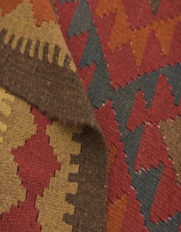 Detail image of  3' 2 x 6'  Hand Woven Kilim Maymana Wool Rug