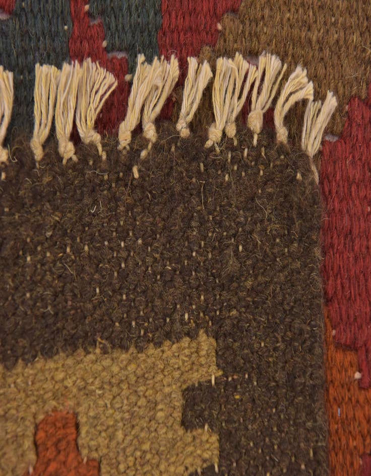 Detail image of  3' 2 x 6'  Hand Woven Kilim Maymana Wool Rug
