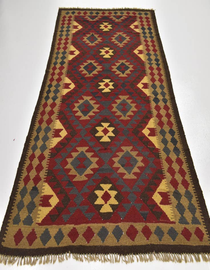 Detail image of  5' 2 x 8' 2  Hand Woven Kilim Maymana Wool Rug