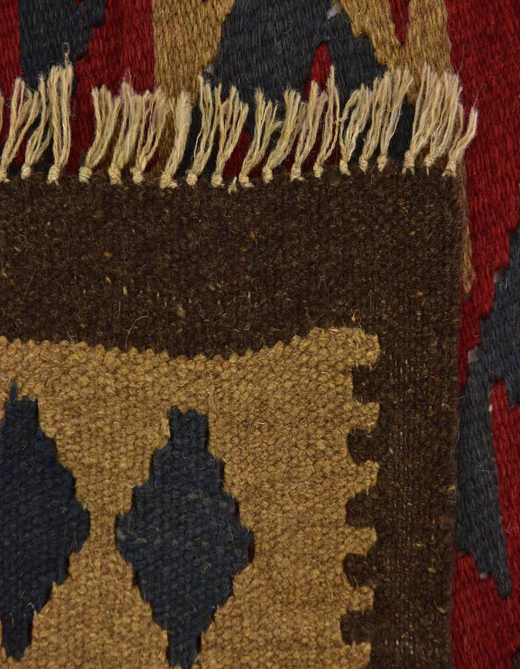 Detail image of  5' 2 x 8' 2  Hand Woven Kilim Maymana Wool Rug