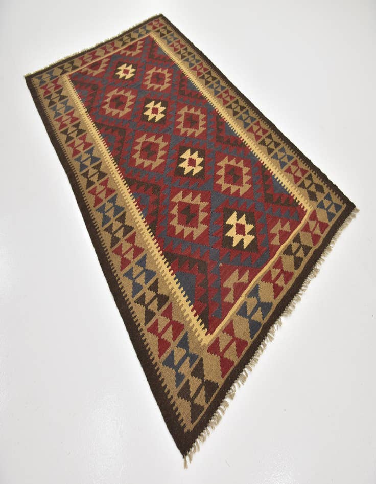 Detail image of  5' 2 x 8'  Hand Woven Kilim Maymana Wool Rug