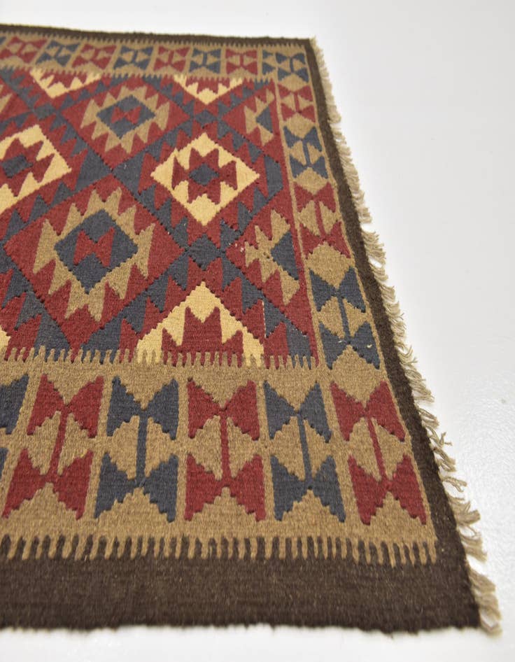 Detail image of  4' 9 x 8' 4  Hand Woven Kilim Maymana Wool Rug