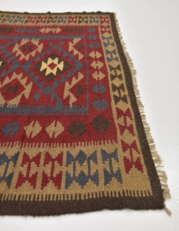 Detail image of  4' 9 x 8' 4  Hand Woven Kilim Maymana Wool Rug