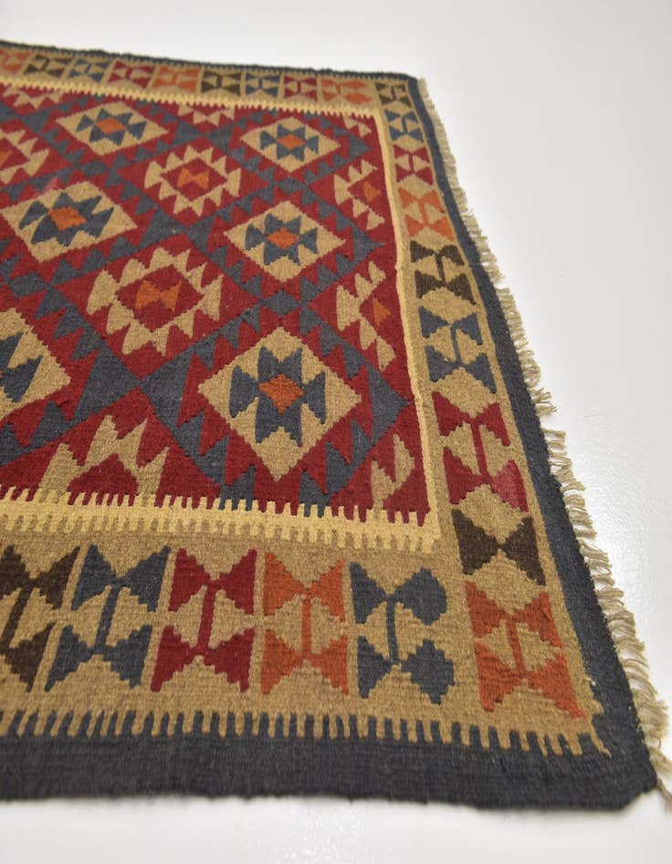 Detail image of  5' 2 x 8' 6  Hand Woven Kilim Maymana Wool Rug