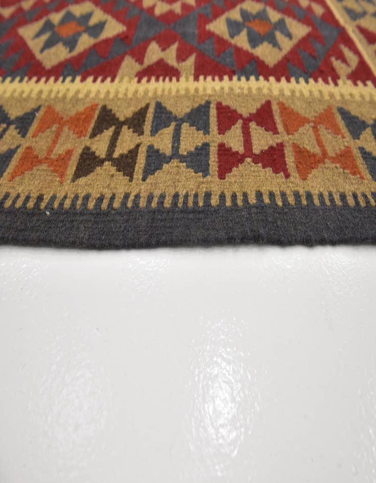 Detail image of  5' 2 x 8' 6  Hand Woven Kilim Maymana Wool Rug