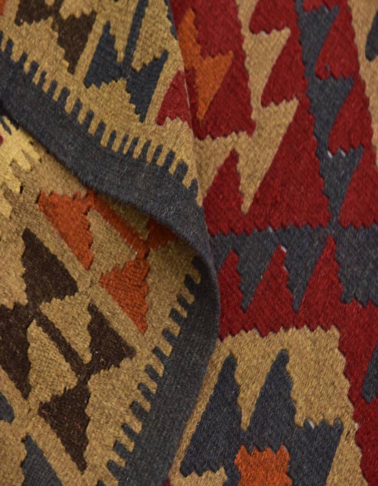 Detail image of  5' 2 x 8' 6  Hand Woven Kilim Maymana Wool Rug