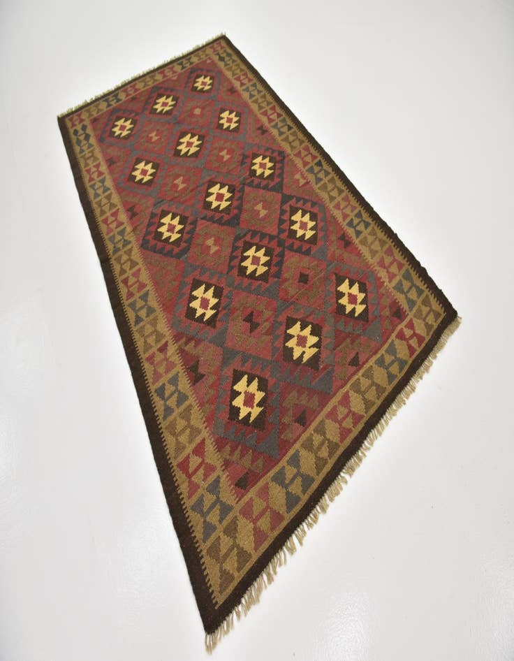 Detail image of  5' x 8'  Hand Woven Kilim Maymana Wool Rug