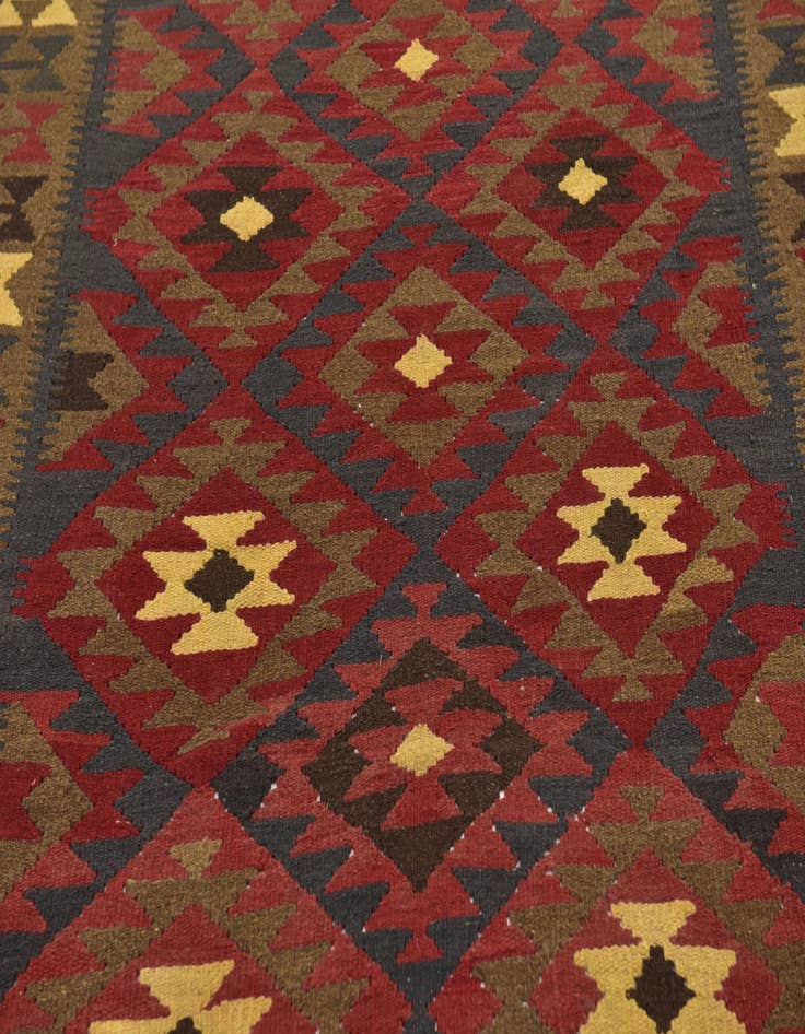 Detail image of  5' 3 x 8' 2  Hand Woven Kilim Maymana Wool Rug
