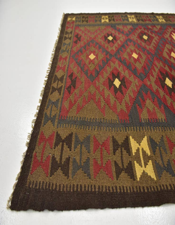 Detail image of  5' 3 x 8' 2  Hand Woven Kilim Maymana Wool Rug