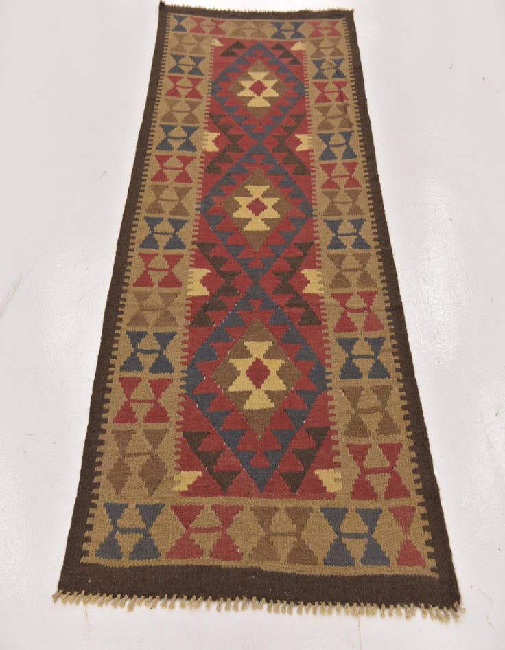 Detail image of  3' 3 x 6' 5  Hand Woven Kilim Maymana Wool Rug