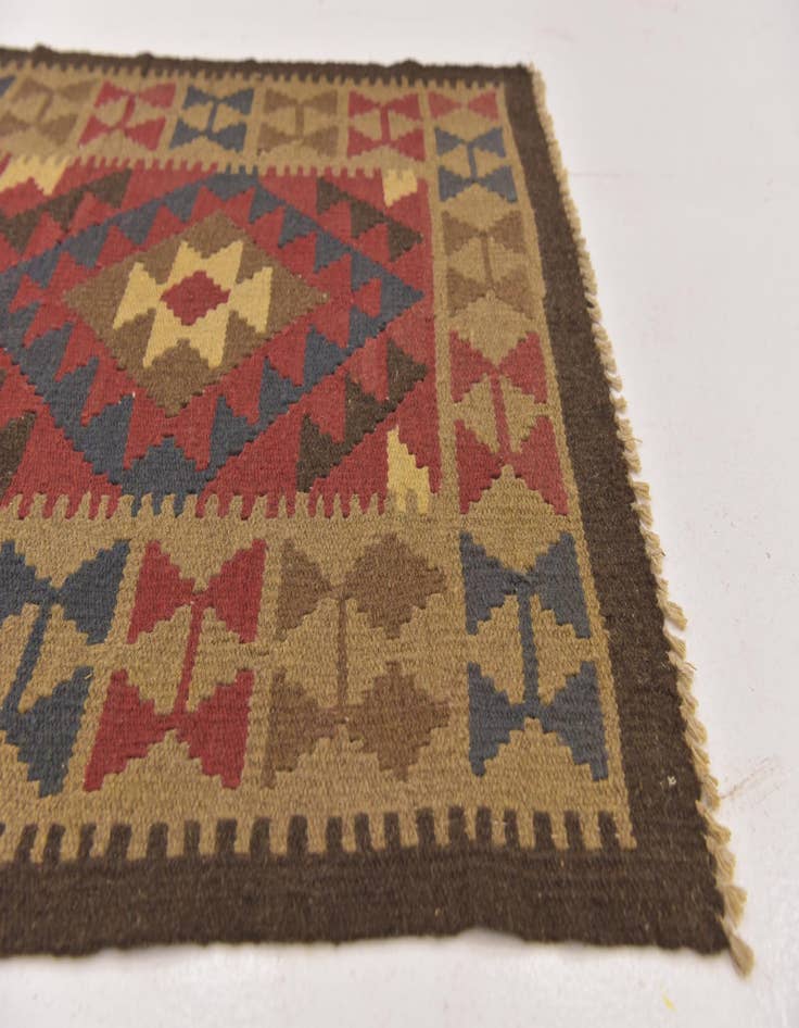Detail image of  3' 3 x 6' 5  Hand Woven Kilim Maymana Wool Rug