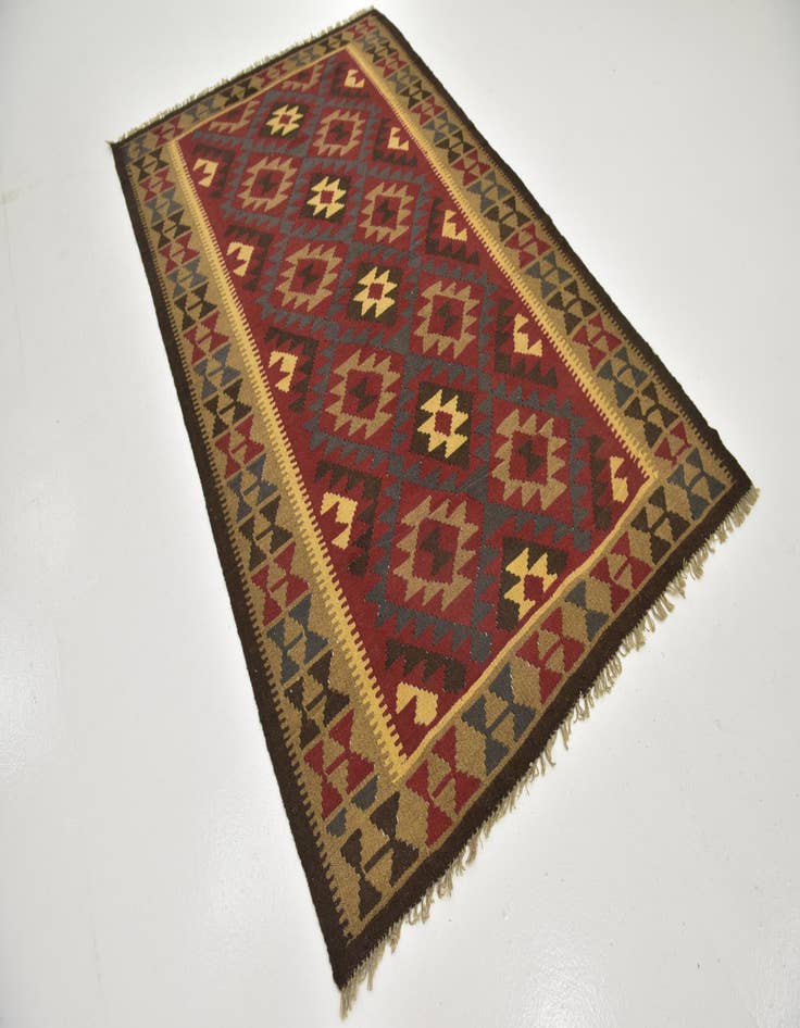 Detail image of  5' 2 x 8' 3  Hand Woven Kilim Maymana Wool Rug