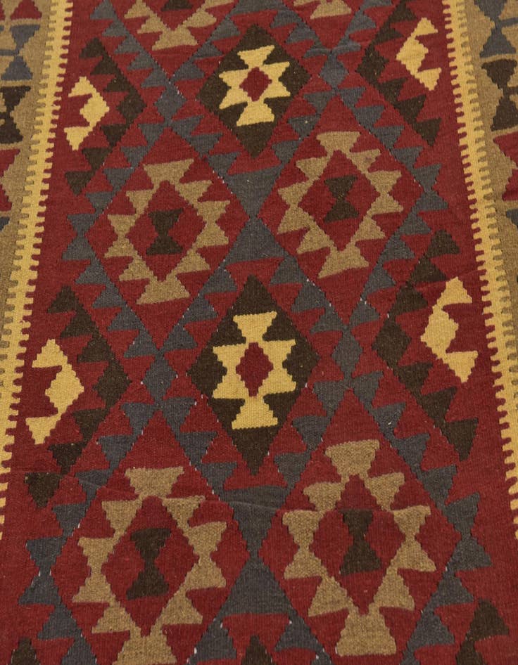 Detail image of  5' 2 x 8' 3  Hand Woven Kilim Maymana Wool Rug