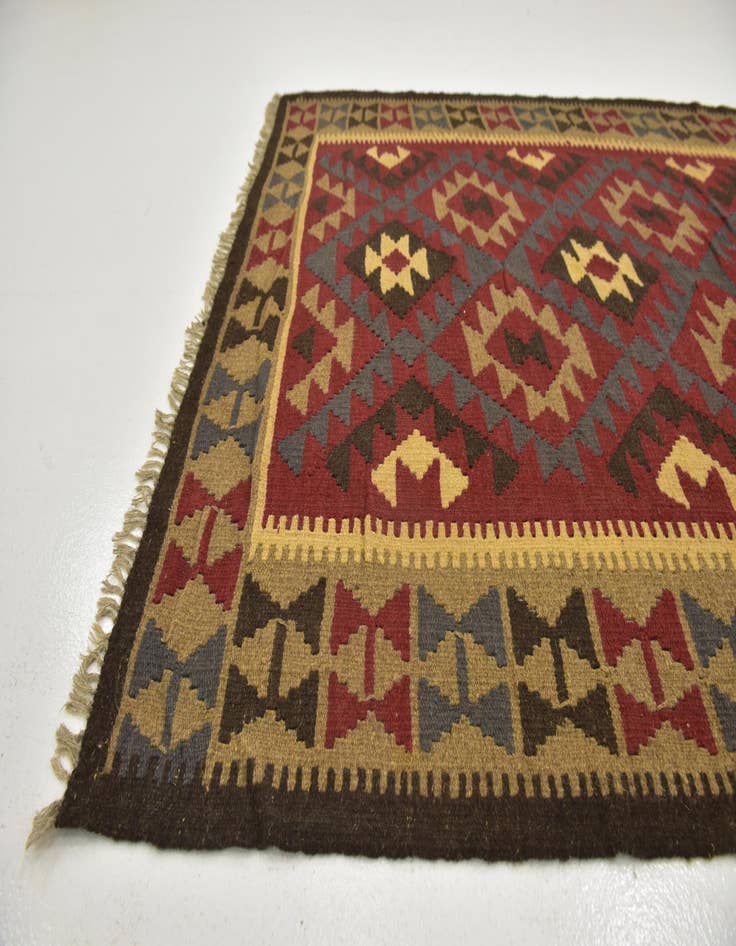 Detail image of  5' 2 x 8' 3  Hand Woven Kilim Maymana Wool Rug