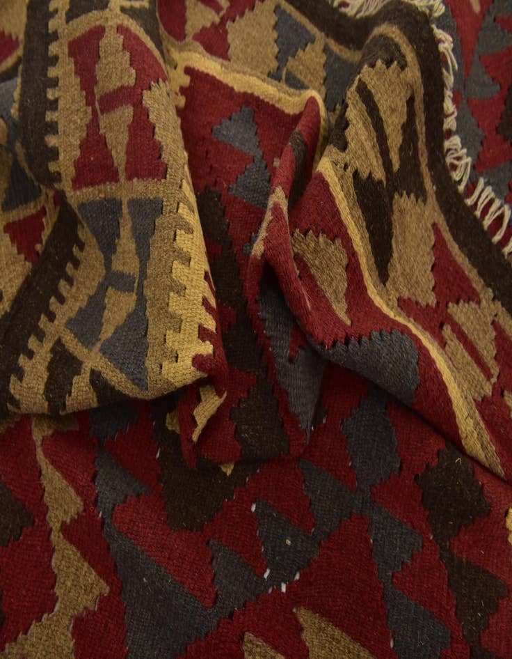 Detail image of  5' 2 x 8' 3  Hand Woven Kilim Maymana Wool Rug