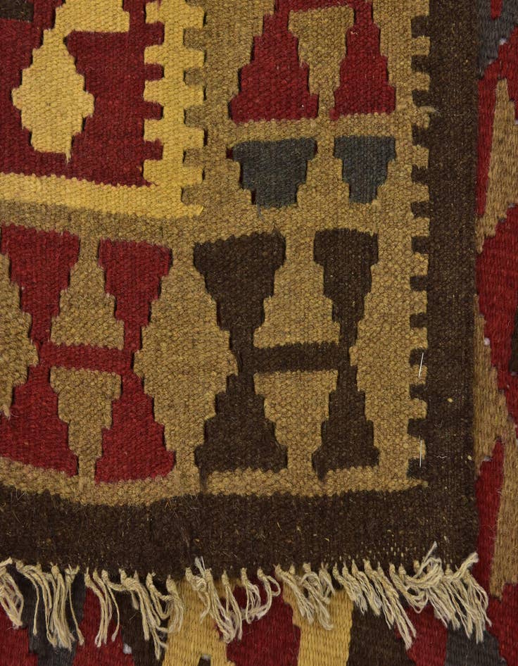 Detail image of  5' 2 x 8' 3  Hand Woven Kilim Maymana Wool Rug