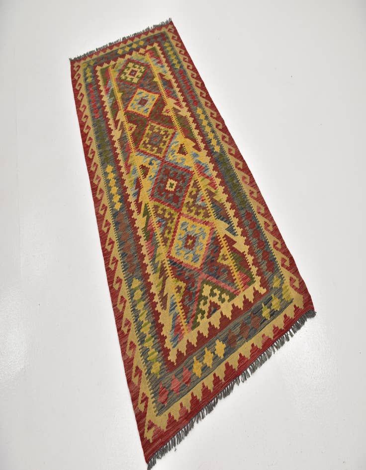 Detail image of  3' 7 x 6' 9  Hand Woven Kilim Maymana Wool Rug