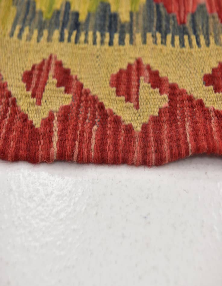 Detail image of  3' 7 x 6' 9  Hand Woven Kilim Maymana Wool Rug