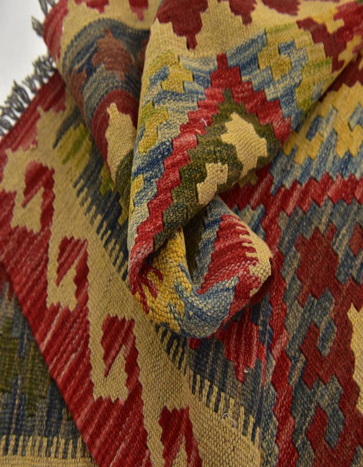 Detail image of  3' 7 x 6' 9  Hand Woven Kilim Maymana Wool Rug