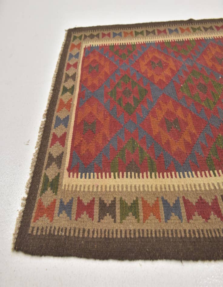 Detail image of  3' 6 x 6' 5  Hand Woven Kilim Maymana Wool Rug