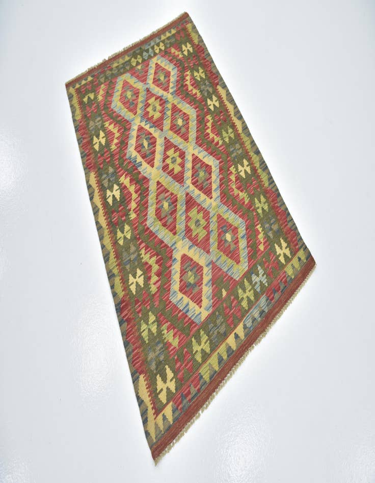 Detail image of  3' 6 x 4' 10  Hand Woven Kilim Maymana Wool Rug