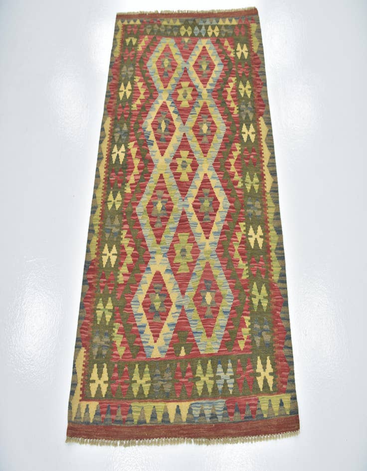 Detail image of  3' 6 x 4' 10  Hand Woven Kilim Maymana Wool Rug