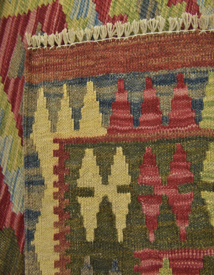 Detail image of  3' 6 x 4' 10  Hand Woven Kilim Maymana Wool Rug