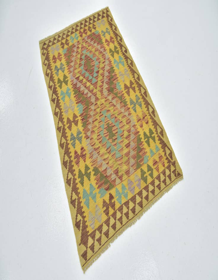 Detail image of  3' 3 x 5'  Hand Woven Kilim Maymana Wool Rug