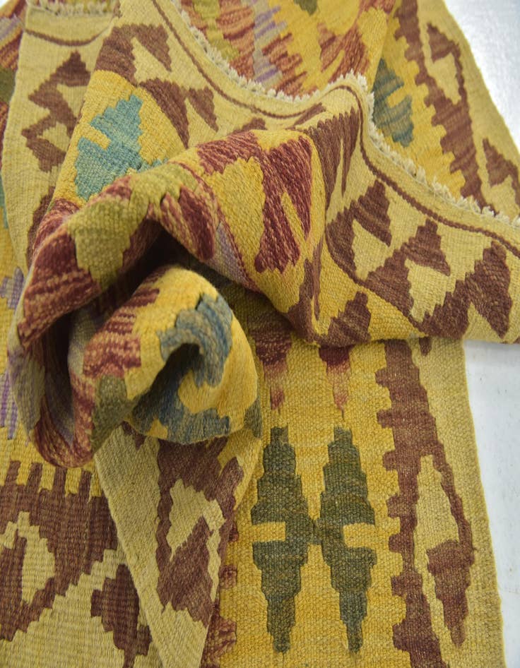 Detail image of  3' 3 x 5'  Hand Woven Kilim Maymana Wool Rug