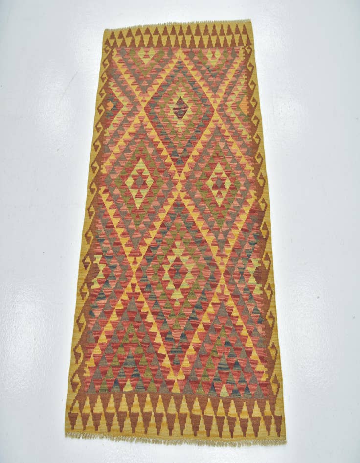 Detail image of  3' 5 x 4' 7  Hand Woven Kilim Maymana Wool Rug