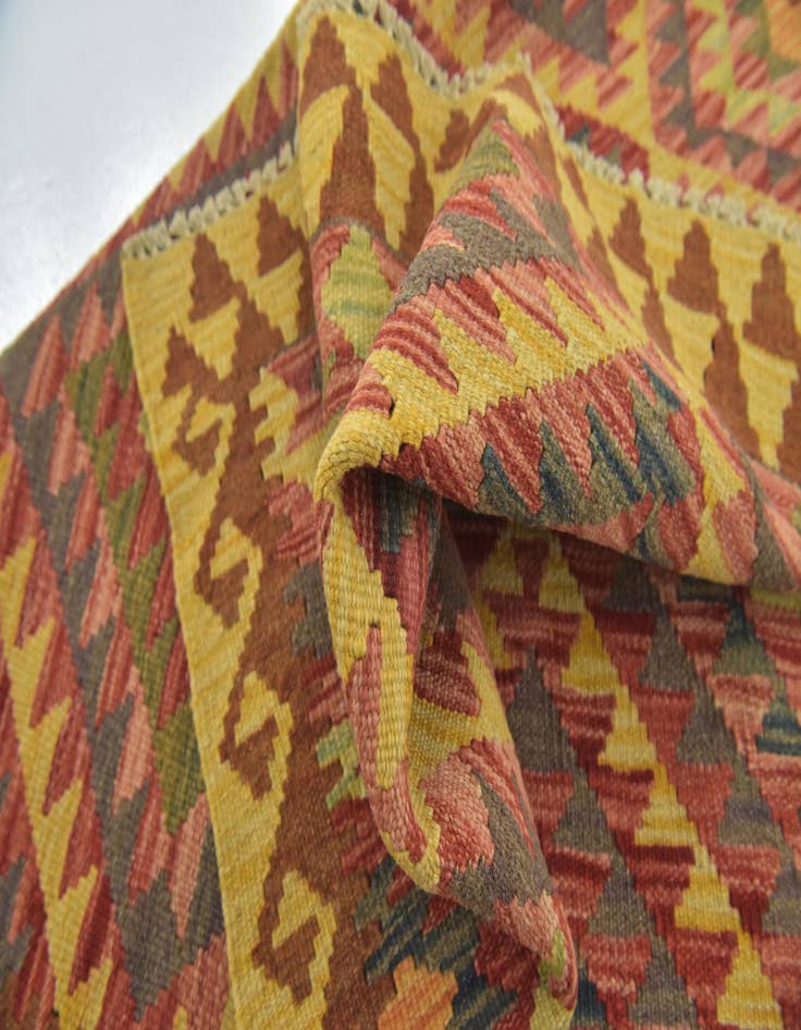 Detail image of  3' 5 x 4' 7  Hand Woven Kilim Maymana Wool Rug