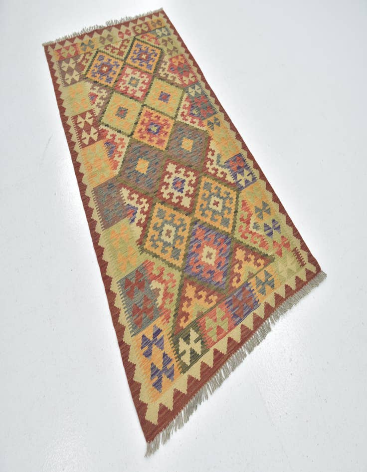 Detail image of  3' 6 x 6' 6  Hand Woven Kilim Maymana Wool Rug