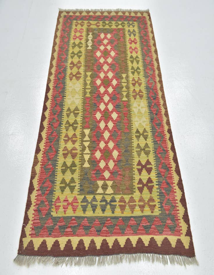 Detail image of  3' 9 x 5' 10  Hand Woven Kilim Maymana Wool Rug