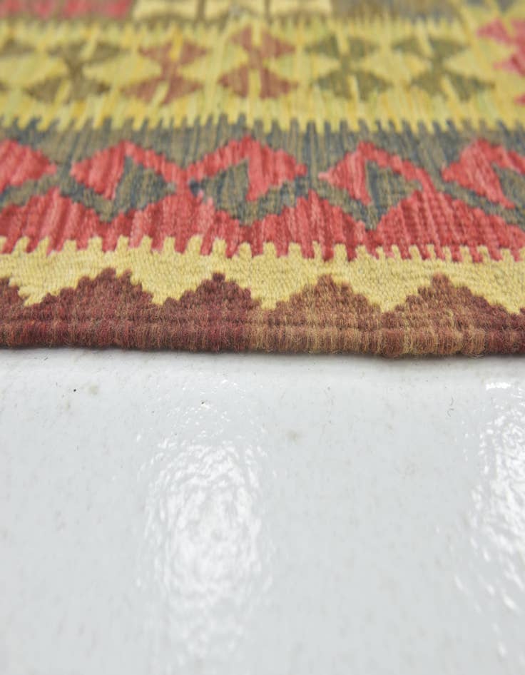 Detail image of  3' 9 x 5' 10  Hand Woven Kilim Maymana Wool Rug