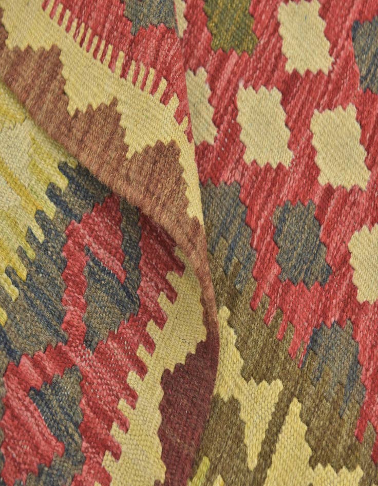 Detail image of  3' 9 x 5' 10  Hand Woven Kilim Maymana Wool Rug