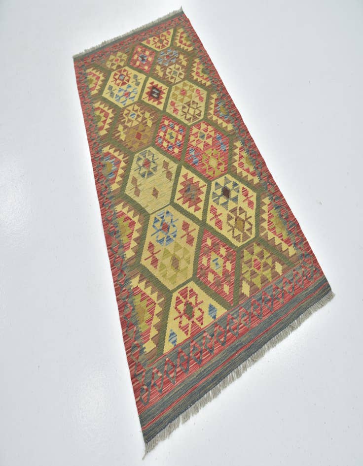 Detail image of  3' 6 x 6' 5  Hand Woven Kilim Maymana Wool Rug