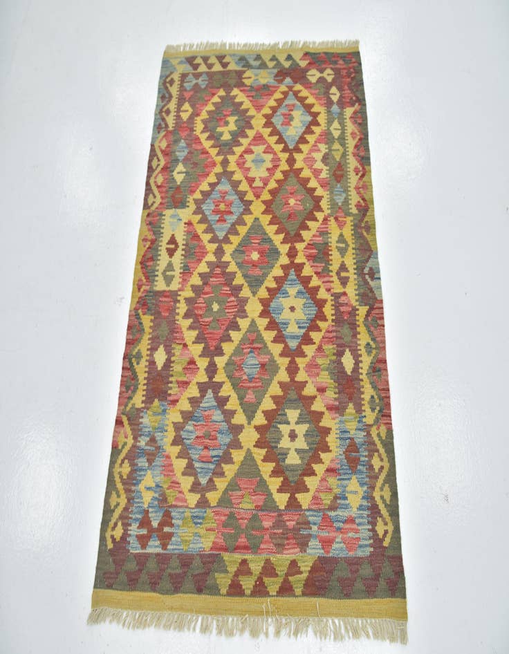 Detail image of  3' 4 x 4' 8  Hand Woven Kilim Maymana Wool Rug