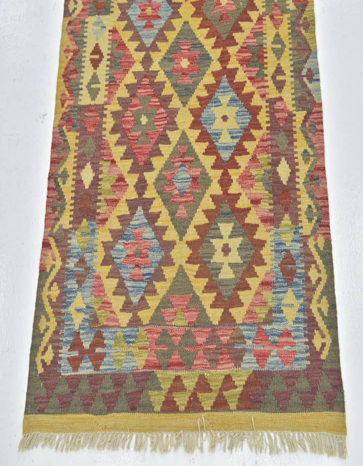 Detail image of  3' 4 x 4' 8  Hand Woven Kilim Maymana Wool Rug