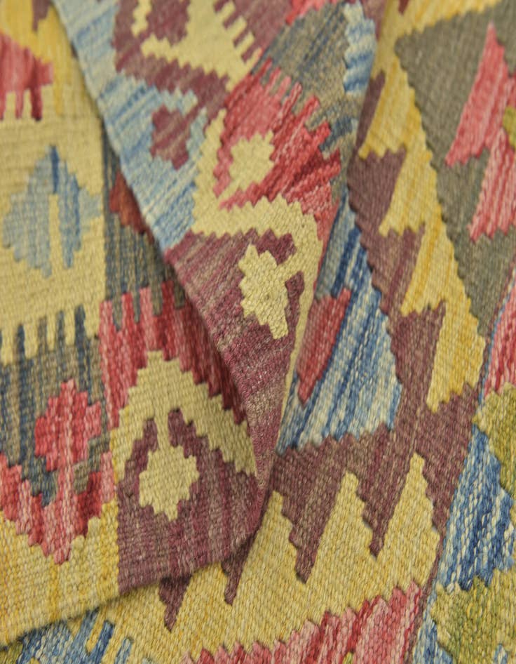 Detail image of  3' 4 x 4' 8  Hand Woven Kilim Maymana Wool Rug