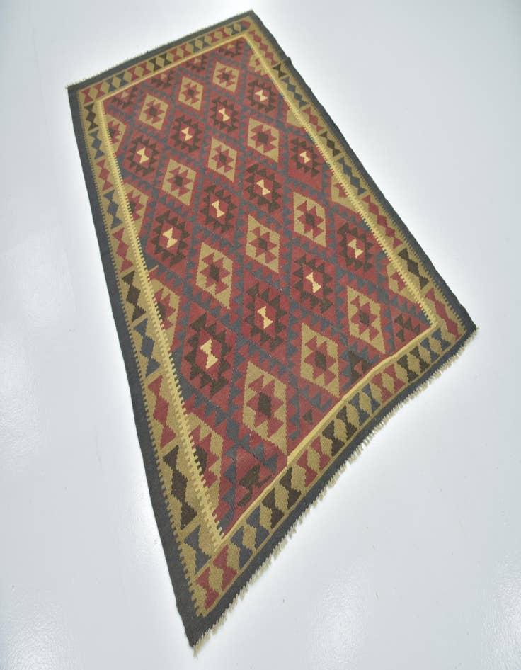 Detail image of  5' 4 x 8'  Hand Woven Kilim Maymana Wool Rug