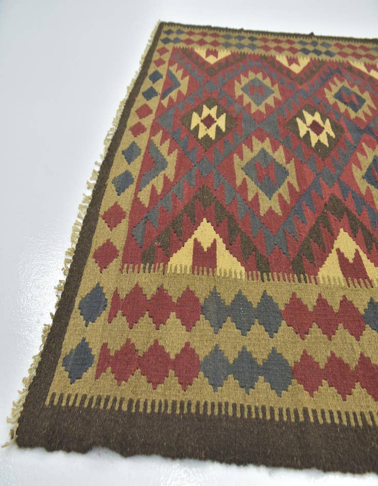Detail image of  5' 2 x 8'  Hand Woven Kilim Maymana Wool Rug
