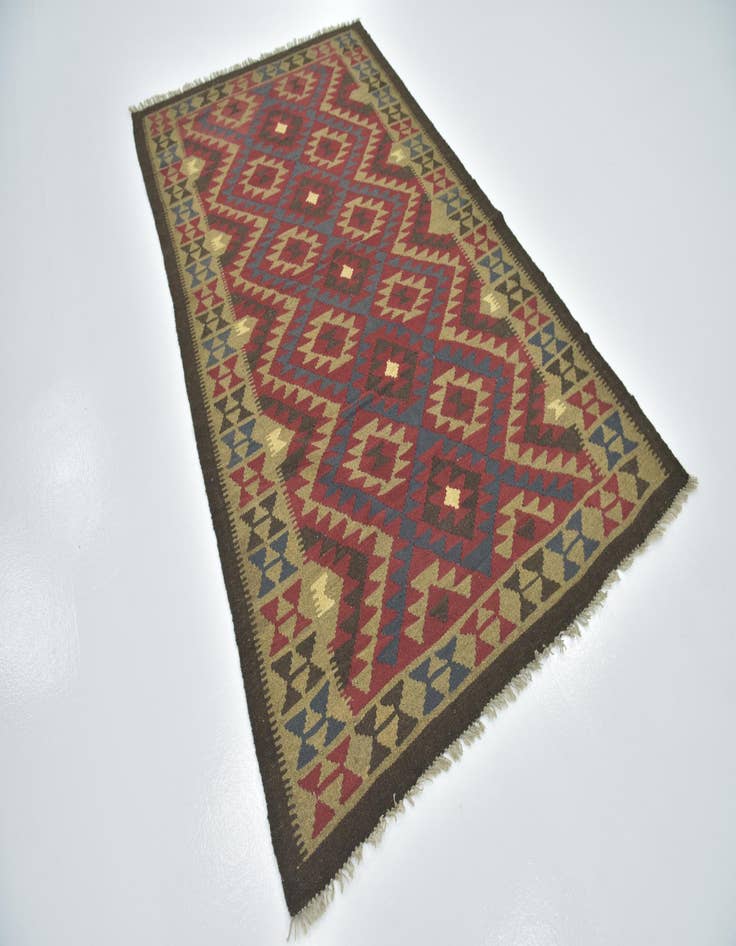 Detail image of  4' 9 x 8' 2  Hand Woven Kilim Maymana Wool Rug