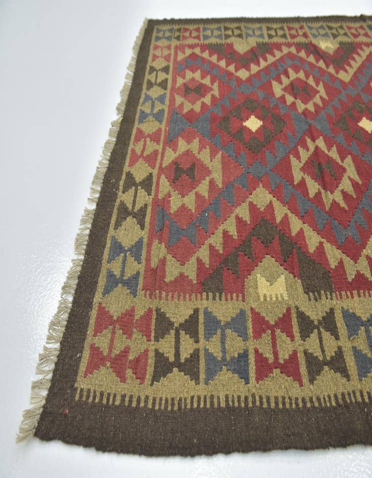 Detail image of  4' 9 x 8' 2  Hand Woven Kilim Maymana Wool Rug