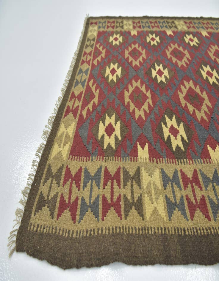 Detail image of  5' 3 x 8' 3  Hand Woven Kilim Maymana Wool Rug
