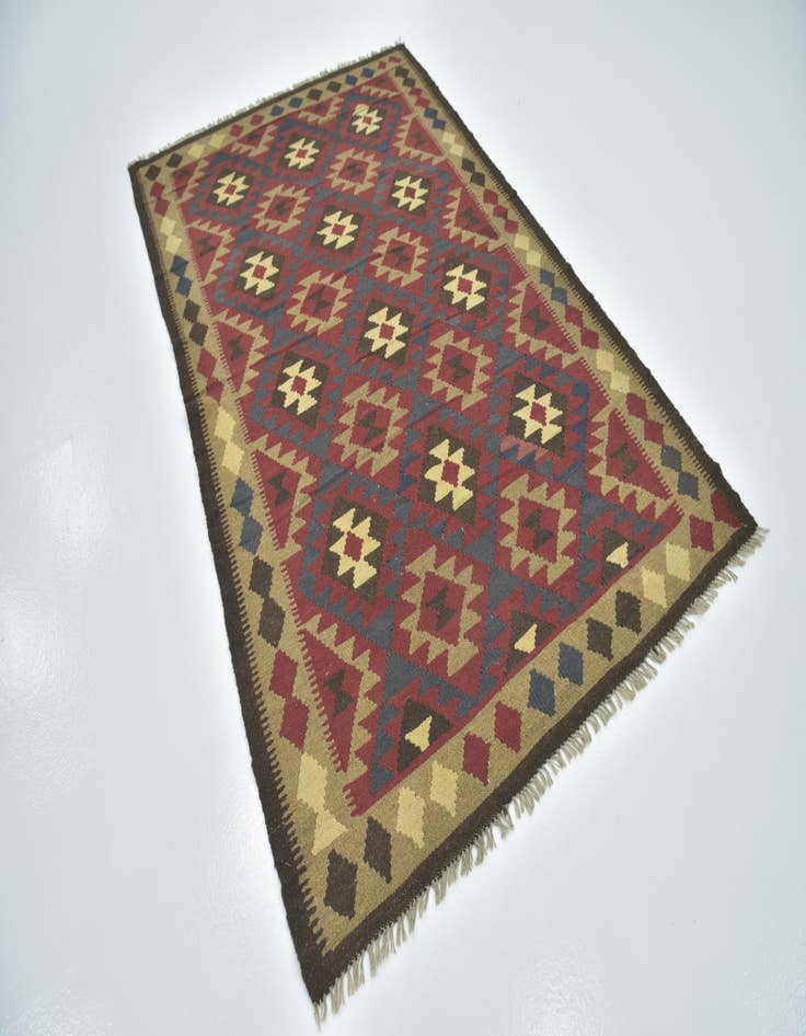 Detail image of  5' 2 x 8' 2  Hand Woven Kilim Maymana Wool Rug