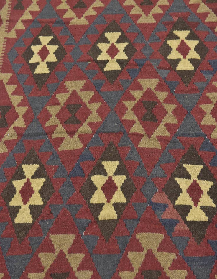 Detail image of  5' 2 x 8' 2  Hand Woven Kilim Maymana Wool Rug